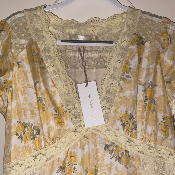 LoveShackFancy Tink Silk Maxi Dress (Lemon Daydream) - Picture 2 of 4